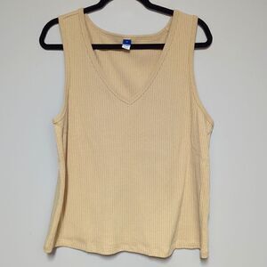 Old Navy Tan V Neck Ribbed Tank Top